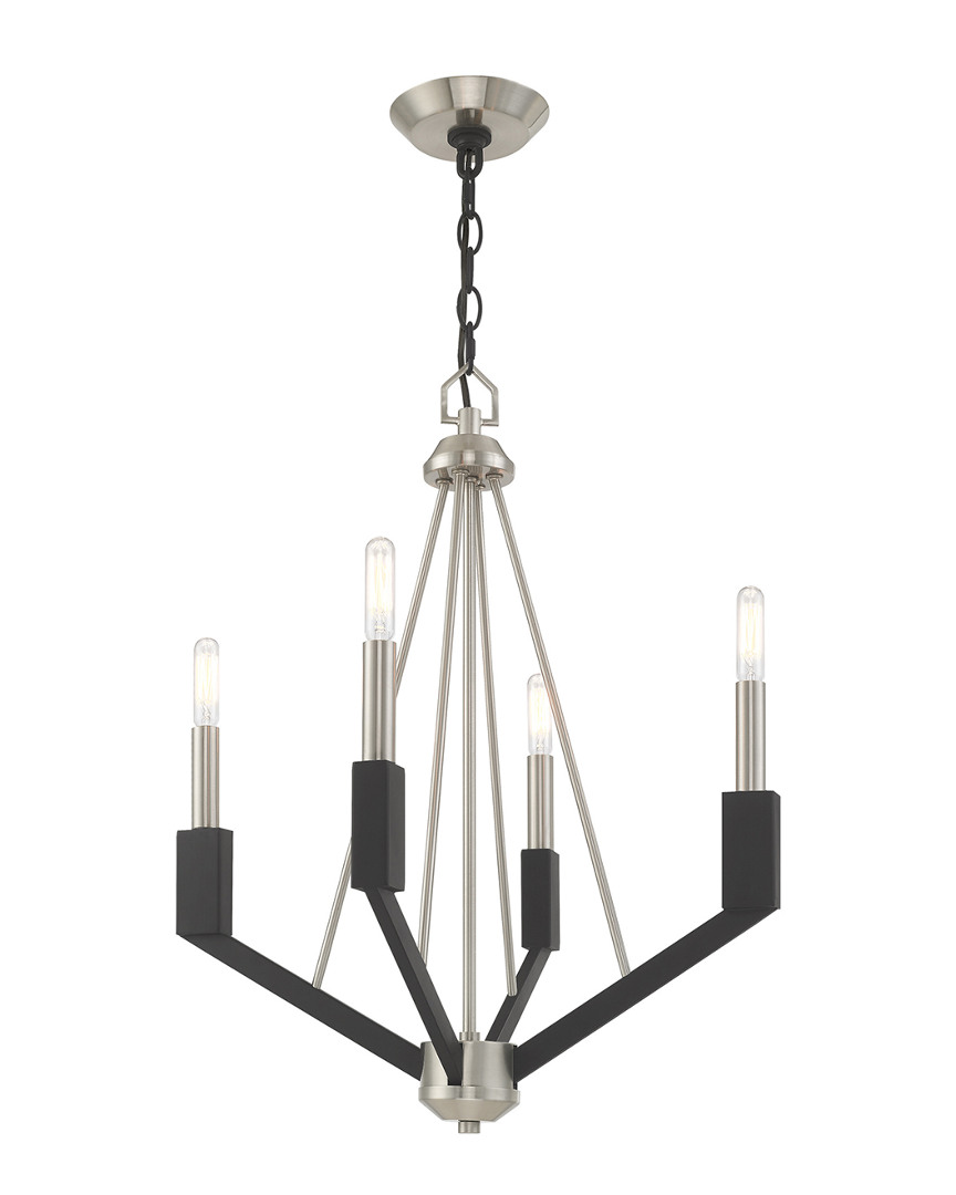 Livex Lighting Livex Beckett 4 Light Brushed Nickel & Black Mini Chandelier