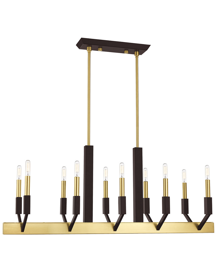 Livex Lighting Livex Beckett 10 Light Satin Brass & Bronze Linear Chandelier