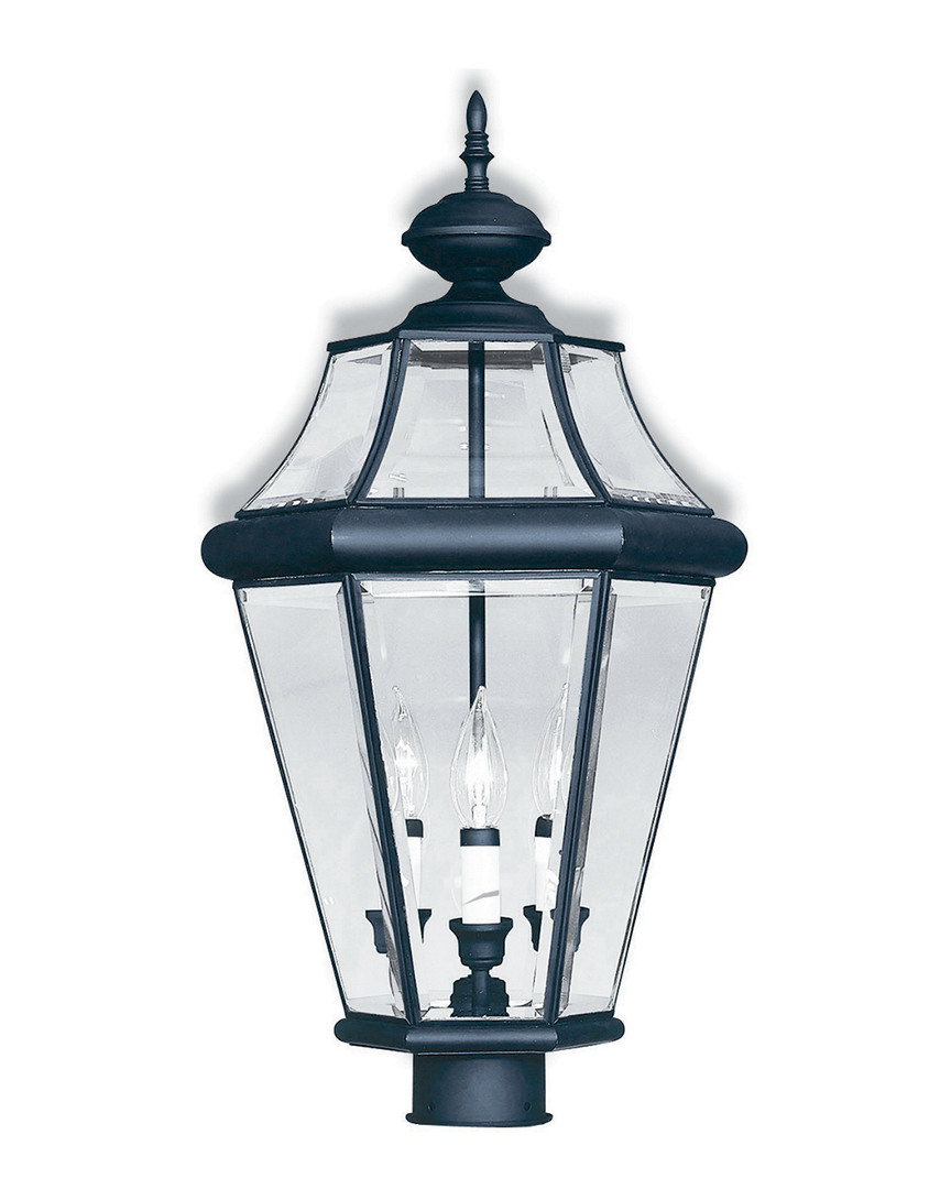 Livex Lighting Livex Georgetown 3-light Black Outdoor Post Lantern