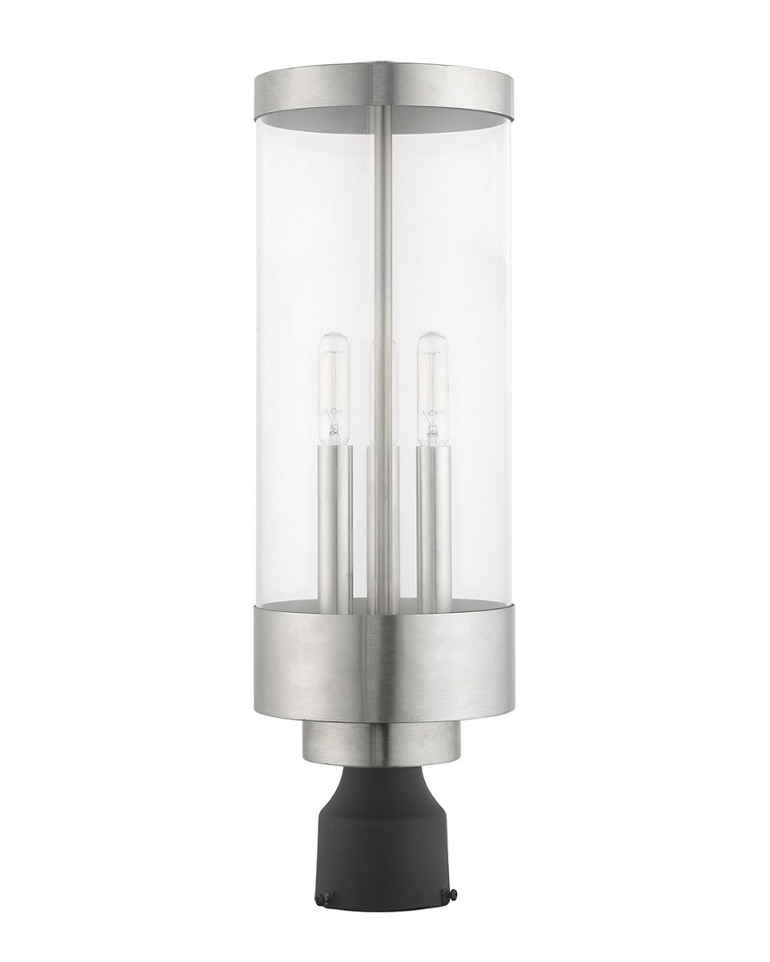 Livex Lighting Livex Hillcrest 3 Lt Brushed Nickel Outdoor Post Top Lantern