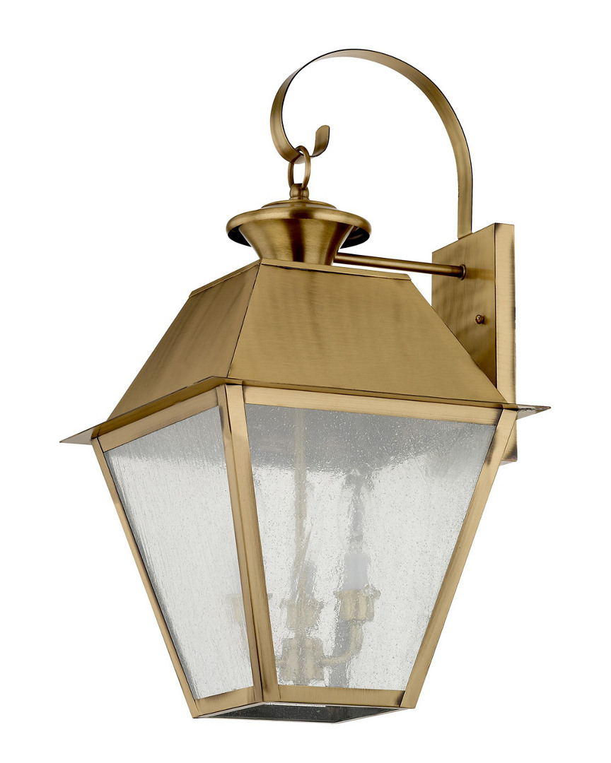 Livex Lighting Livex Mansfield 3-light Ab Outdoor Wall Lantern