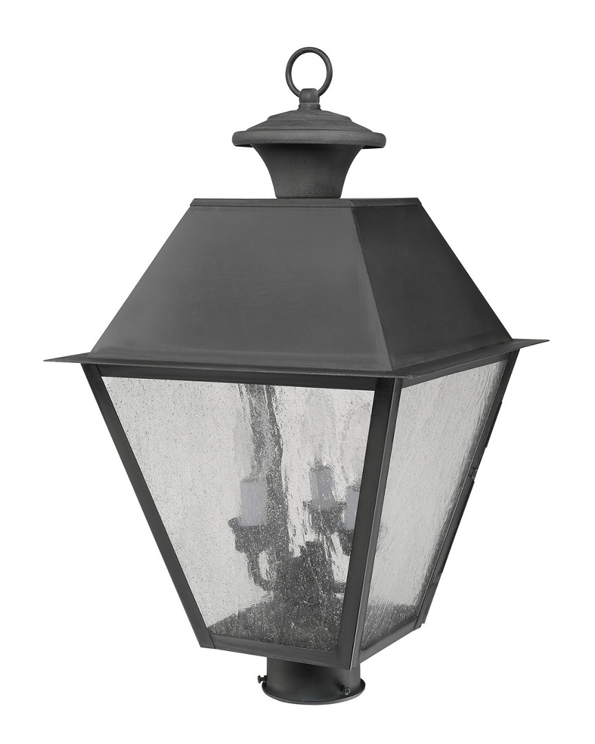 Livex Lighting Livex Mansfield 3-light Charcoal Outdoor Post Lantern