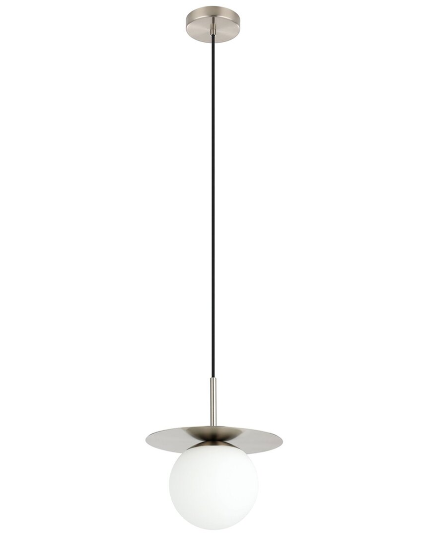 Eglo Arenales 1 Light Mini Pendant With Matte Nickel Finish & White Glass Shade