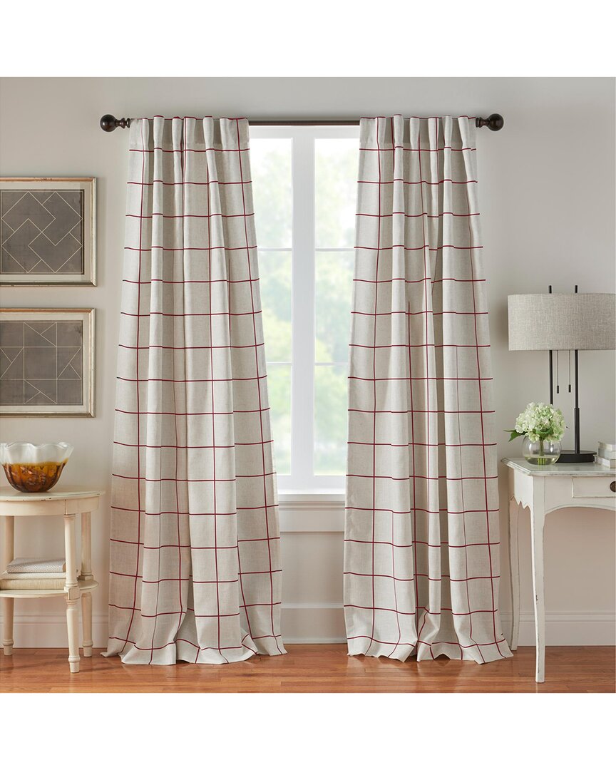 Threadmade Brighton Windowpane Plaid Rod Pocket Back Tab Blackout Window Curtain Panel In Gray