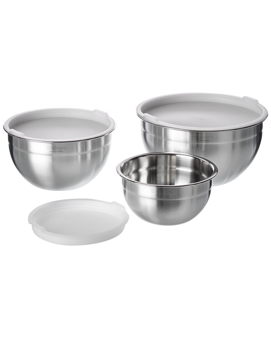 Cuisinart 6pc Stainless Steel Mixing Bowls Set With Lids In Silver