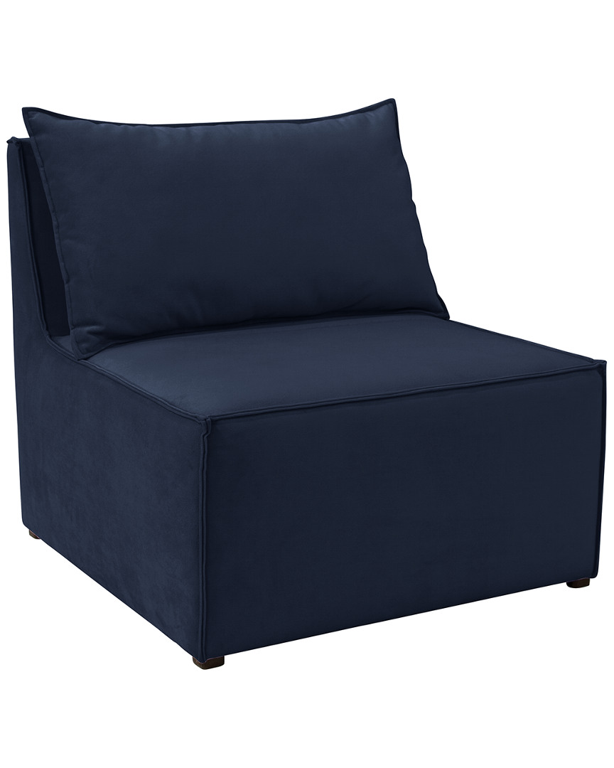Skyline Furniture French Seamed Sectional Armless Chair In Blue