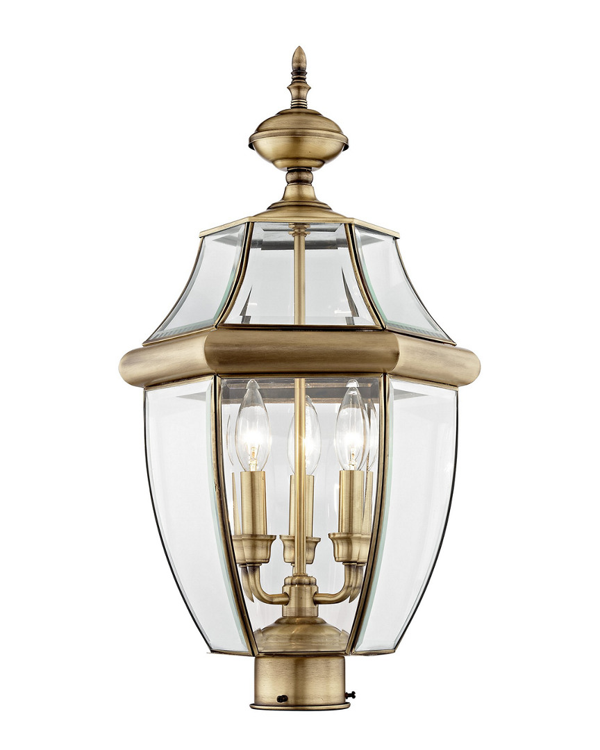 Livex Lighting Livex Monterey 3-light Ab Outdoor Post Lantern