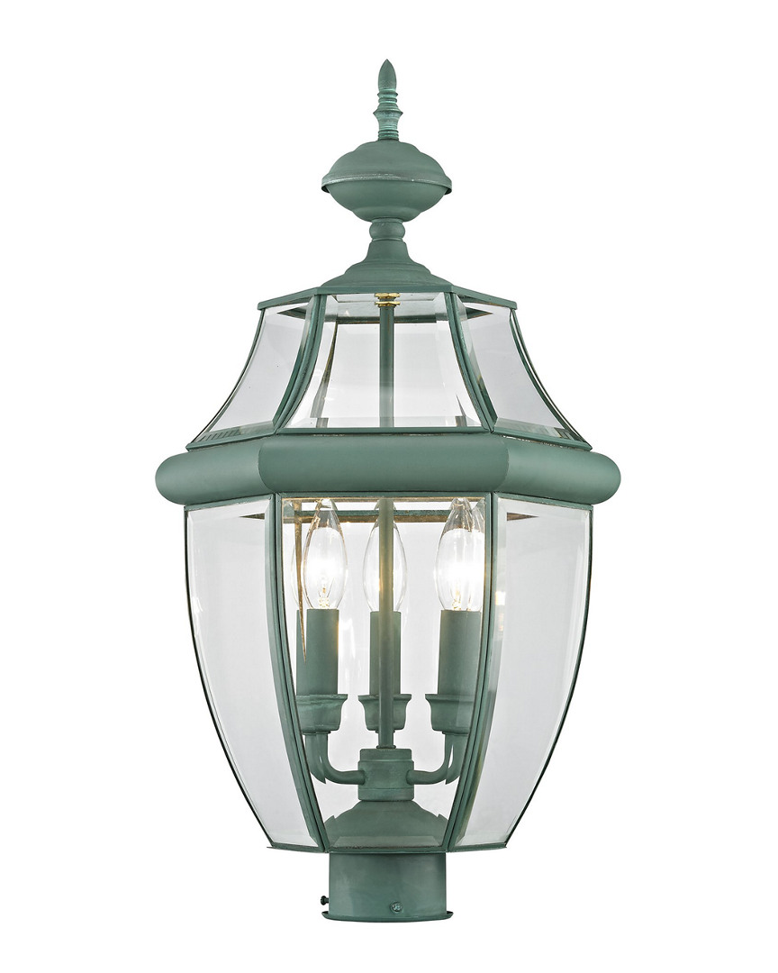 Livex Lighting Livex Monterey 3-light Verdigris Outdoor Post Lantern