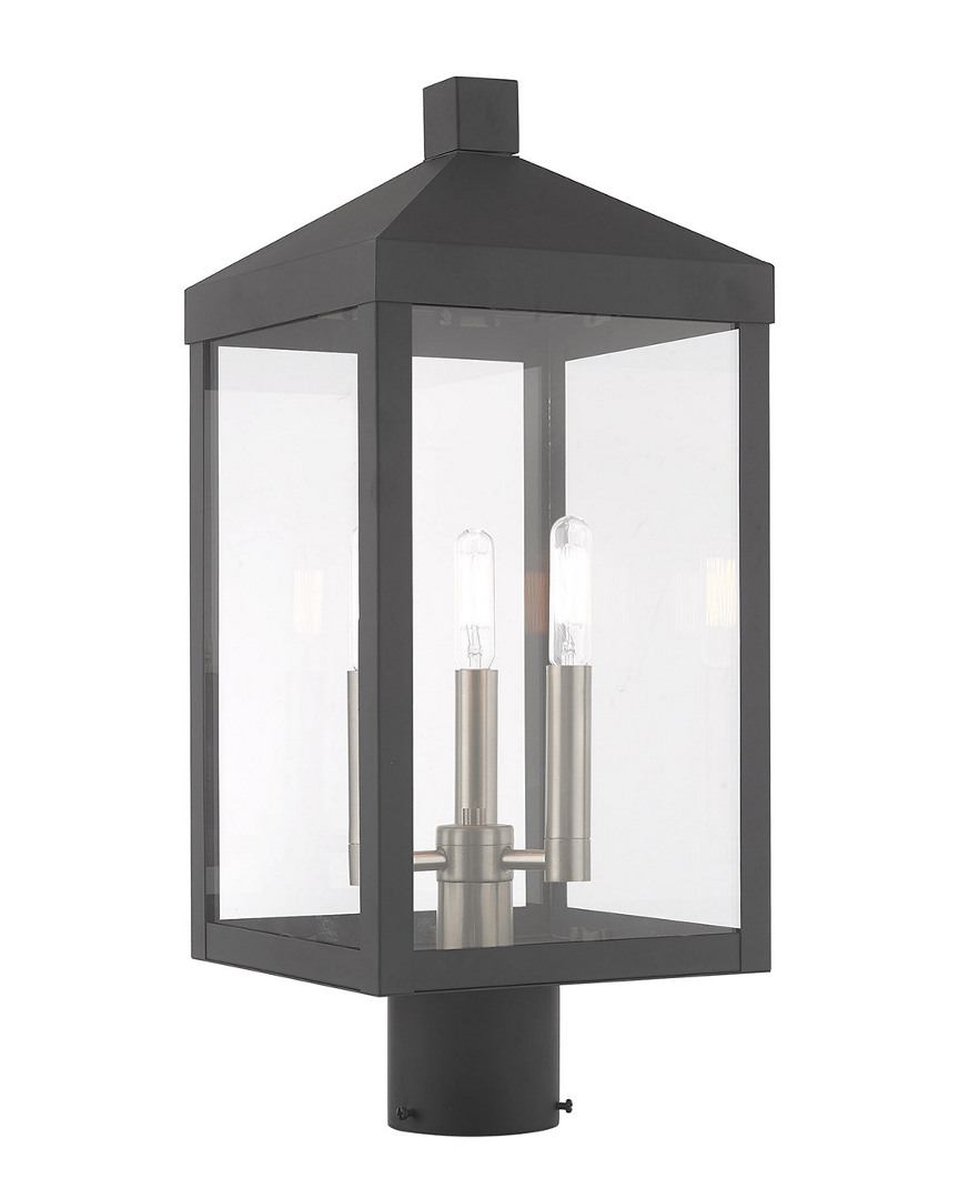 Livex Lighting Livex Nyack 3 Light Scandinavian Gray Outdoor Post Top Lantern