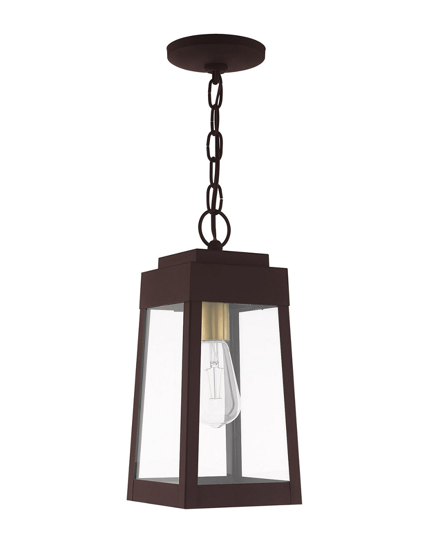 Livex Lighting Livex Oslo 1 Light Bronze Outdoor Pendant Lantern In Brown
