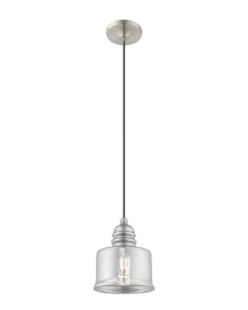 Livex Lighting Livex Art Glass 1 Lt Brushed Nickel Mini Pendant