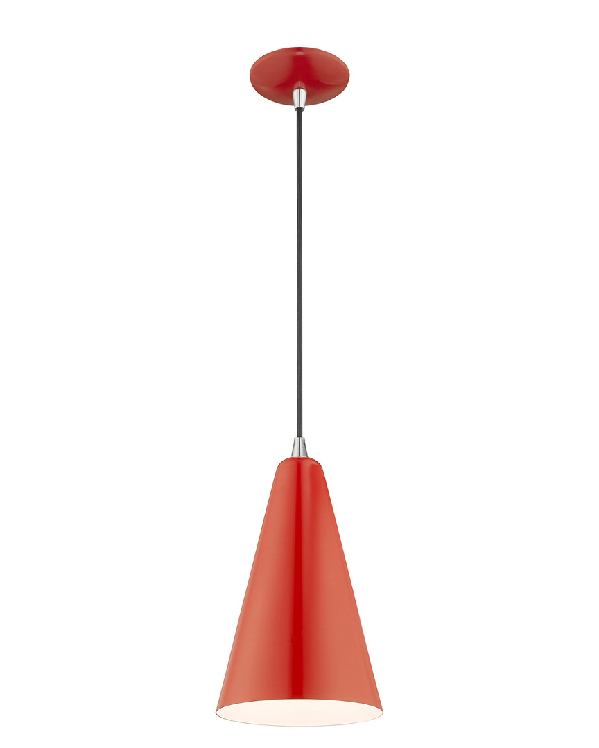 Livex Lighting Livex Metal Shade 1 Lt Shiny Red Mini Pendant