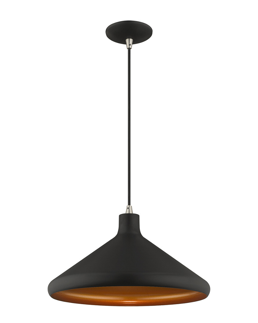 Livex Lighting Livex Metal Shade 1 Lt Black Mini Pendant In Black