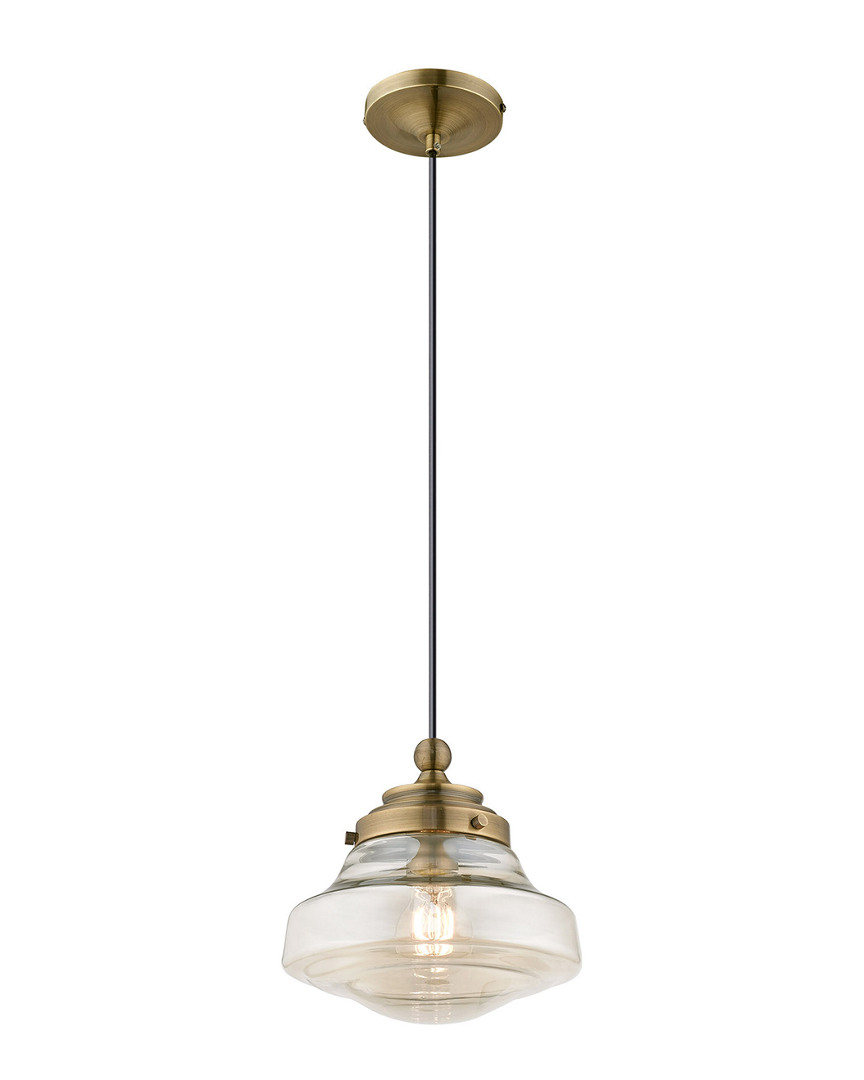 Livex Lighting Livex Art Glass 1 Lt Antique Brass Mini Pendant