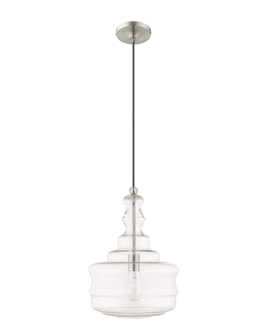 Livex Lighting Livex Art Glass 1 Lt Brushed Nickel Mini Pendant