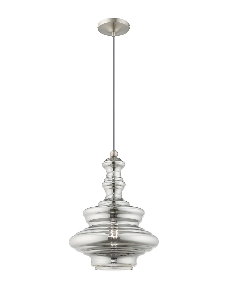 Livex Lighting Livex Art Glass 1 Lt Brushed Nickel Mini Pendant