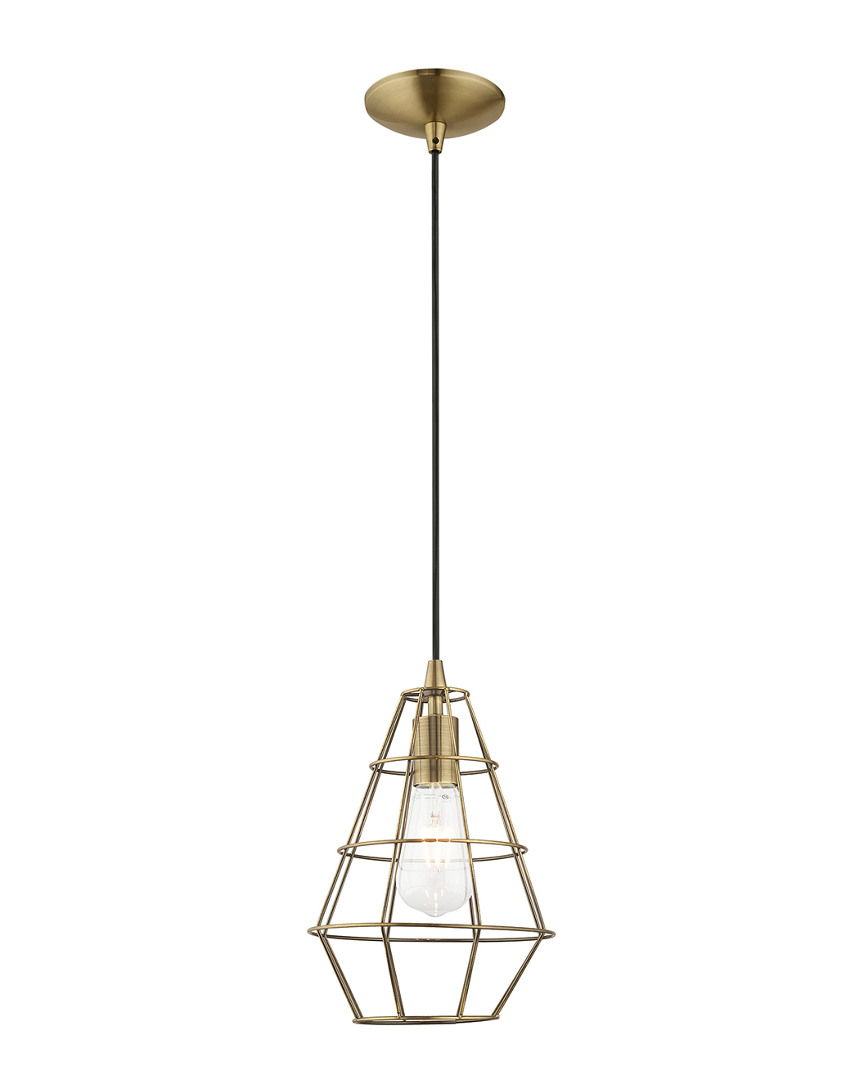 Livex Lighting Livex Geometric Shade 1 Lt Antique Brass Mini Pendant