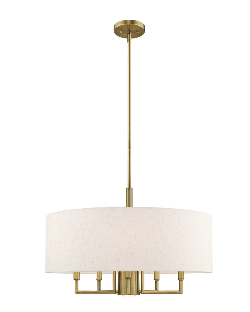 Livex Lighting Livex Meridian 6 Lt Antique Brass Pendant Chandelier