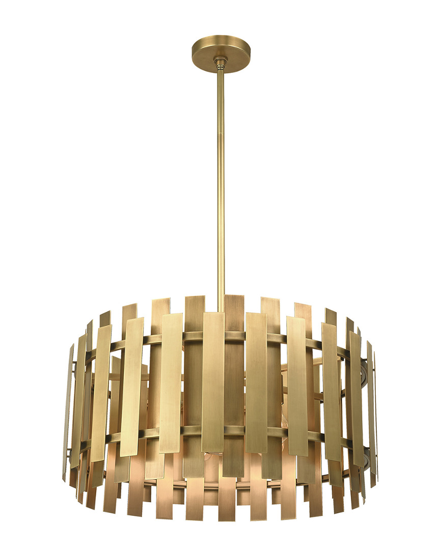 Livex Lighting Livex Greenwich 6 Lt Natural Brass Pendant Chandelier