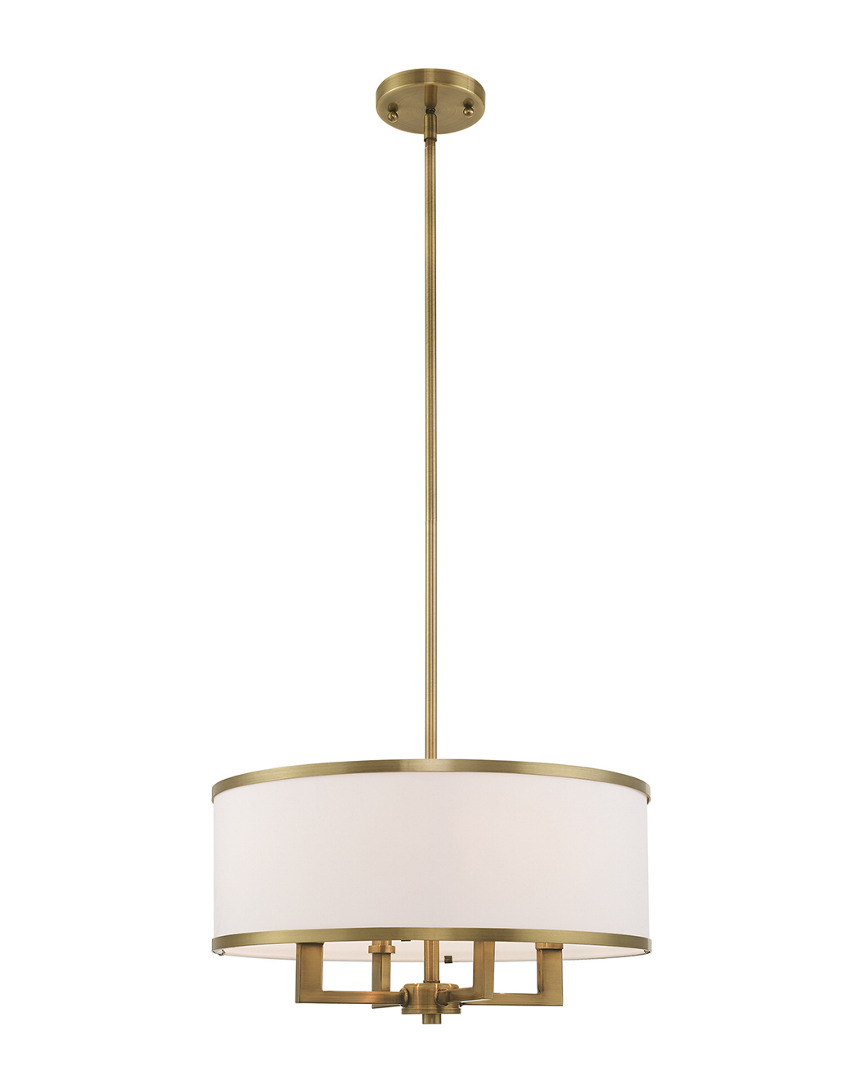 Livex Lighting Livex Park Ridge 4 Lt Antique Brass Pendant Chandelier