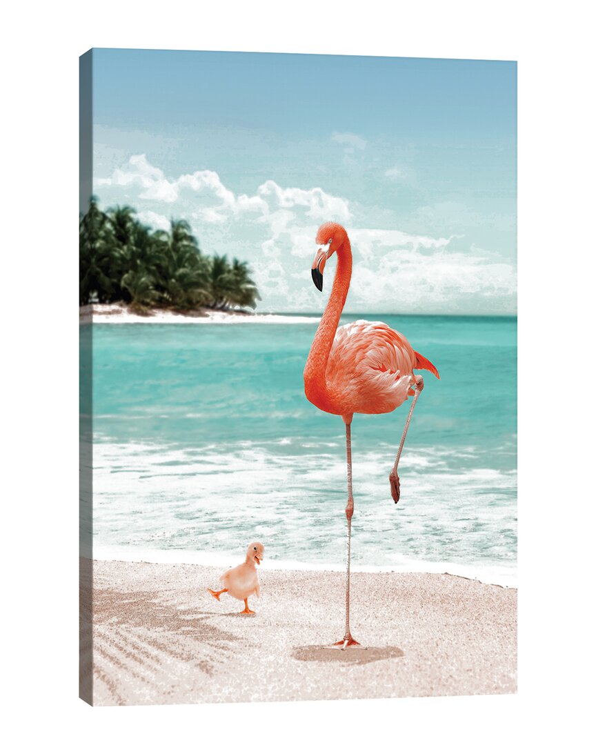 Icanvas Wannabe Flamingo Print On Acrylic Glass By Jonas Loose In Multi