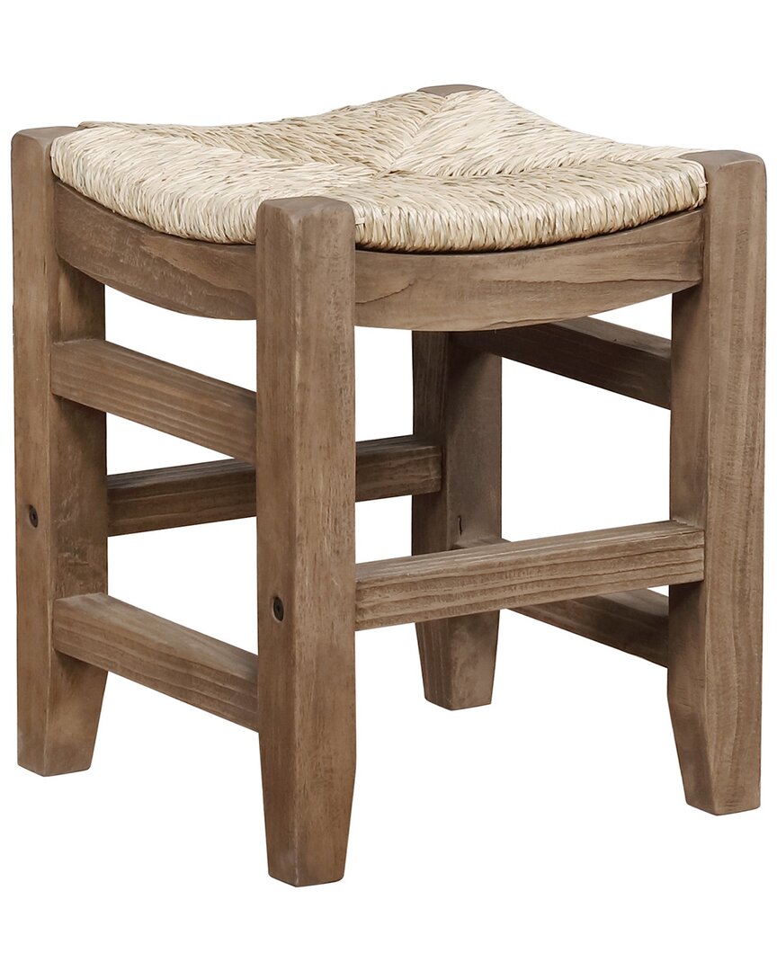 Alaterre Newport 18inh Wood Stool With Rush Seat