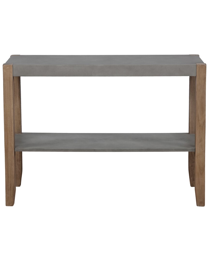 Alaterre Newport 40in Faux Concrete & Wood Console Table With Shelf