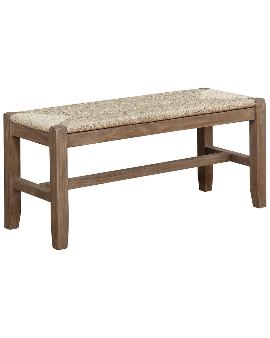 Alaterre Newport 40in Wood Bench With Rush Seat