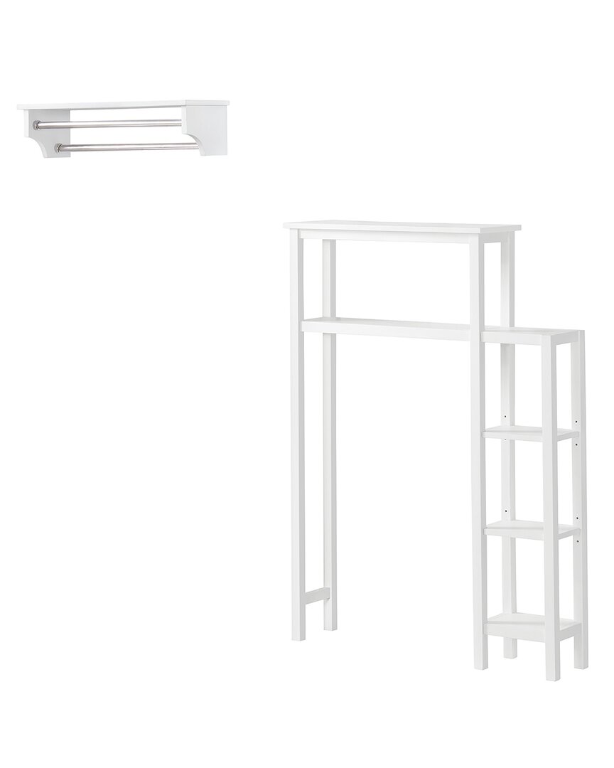 Alaterre Dover Over Toilet Organizer With Side Shelving, Bathroom Shelf With 2 Towel Rods