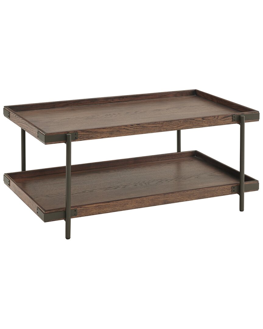Shop Alaterre Kyra 42in Oak & Metal Coffee Table With Shelf