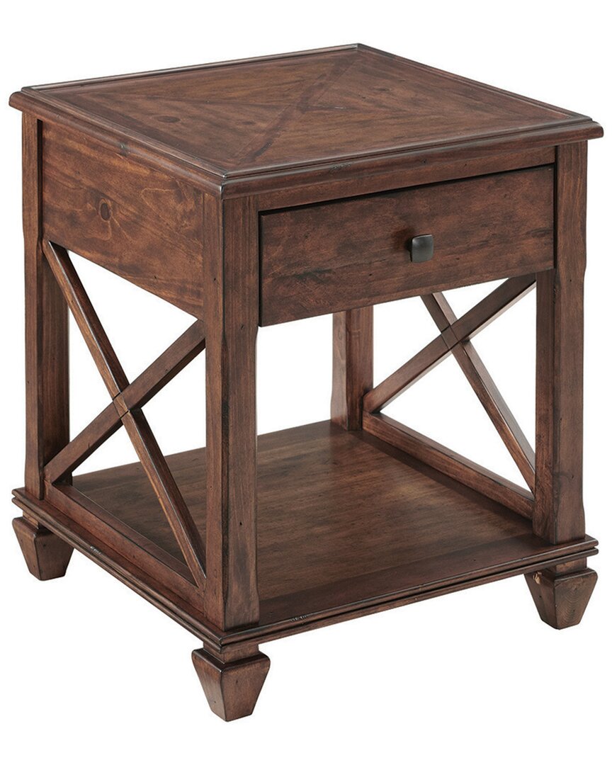 Alaterre Stockbridge 21in Square Wood End Table With Drawer