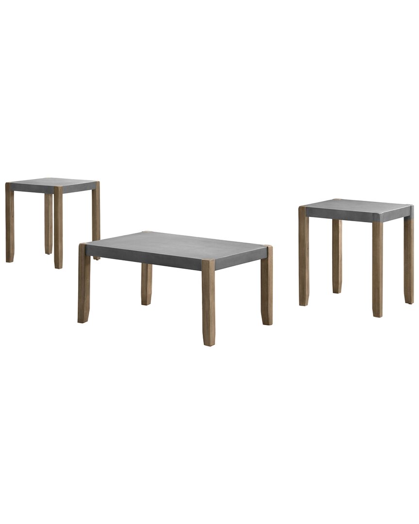 Alaterre Newport 3pc Faux Concrete & Wood 36in Coffee Table With Two 21in Square End Tables