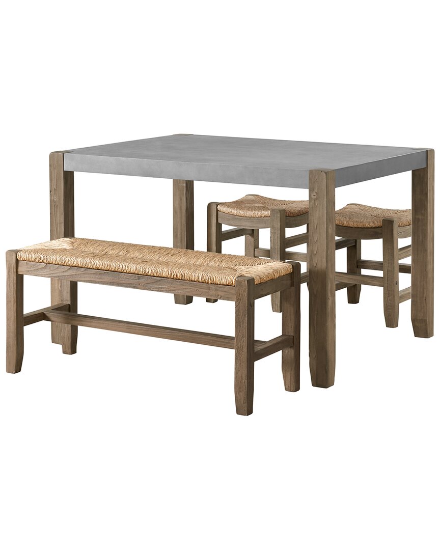 Alaterre Newport 4oc Wood Dining Set With Table, Two Stools & Bench