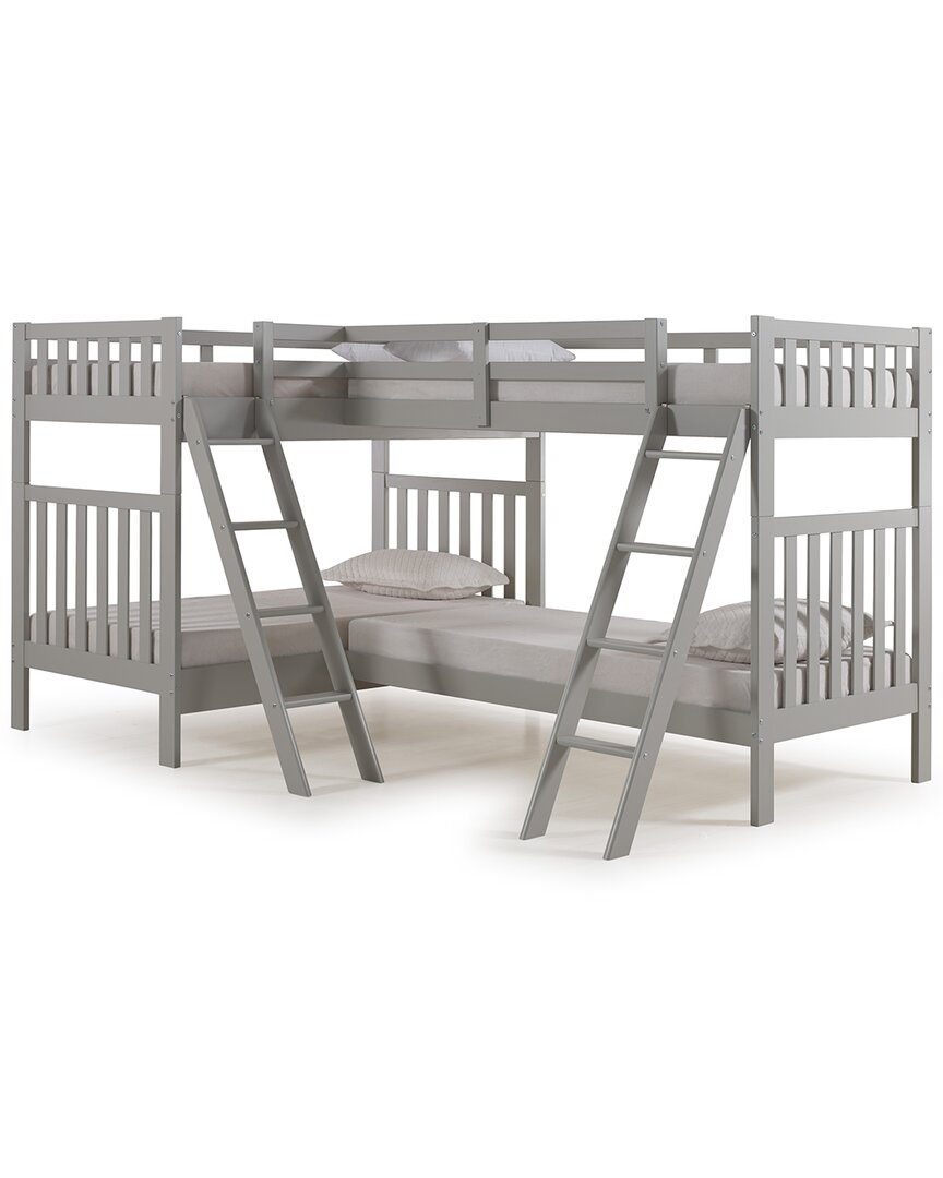 Alaterre Aurora Twin Over Twin Wood Bunk Bed With Quad-bunk Extension