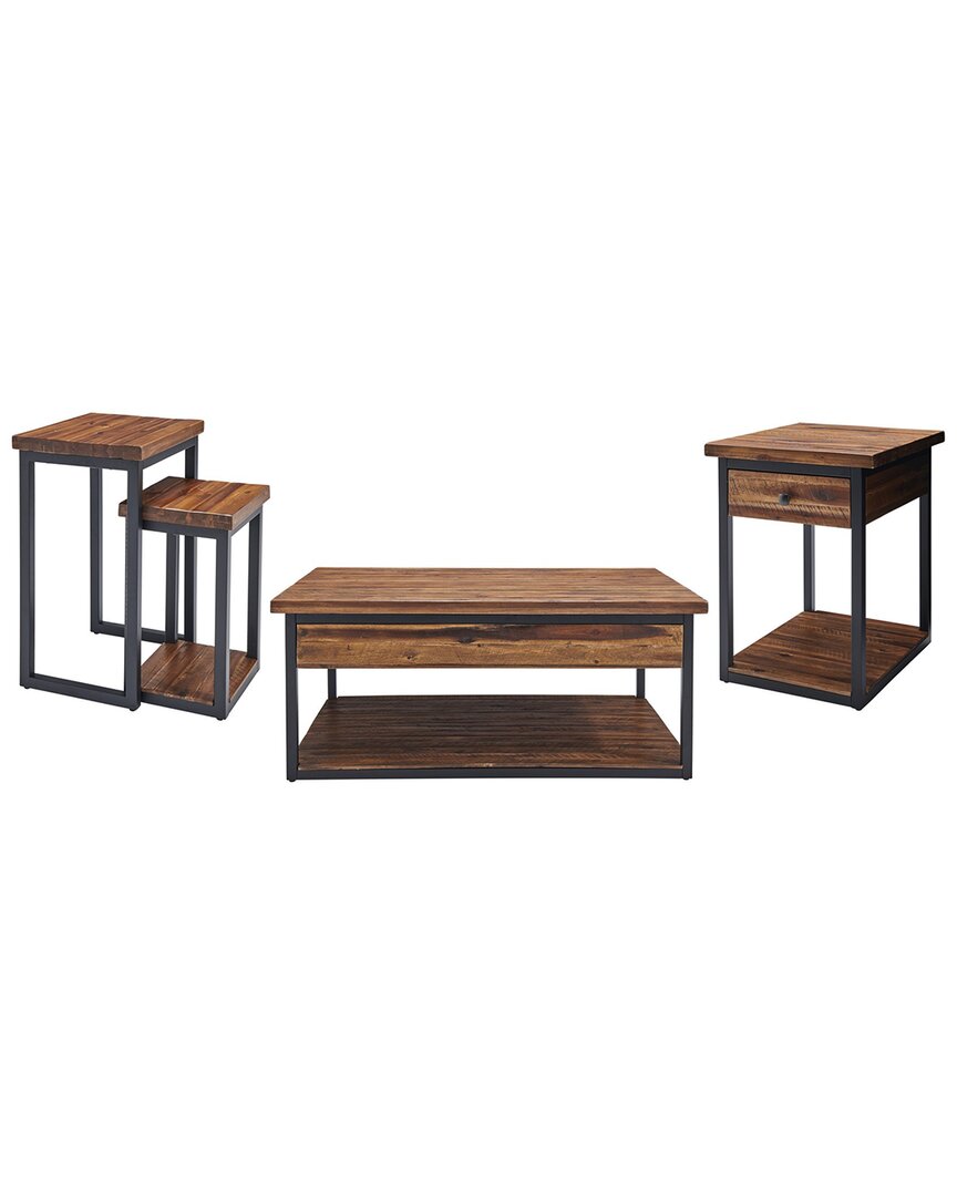 Alaterre Claremont Rustic Wood 48in Coffee Table, End Table & Two Nesting Tables Set