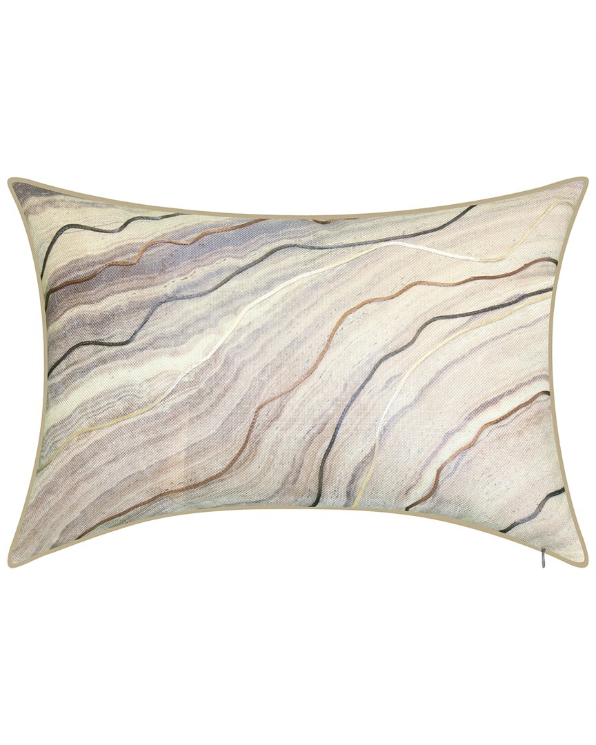 Edie Home Corded Marble Lumbar Decorative Pillow In Sand