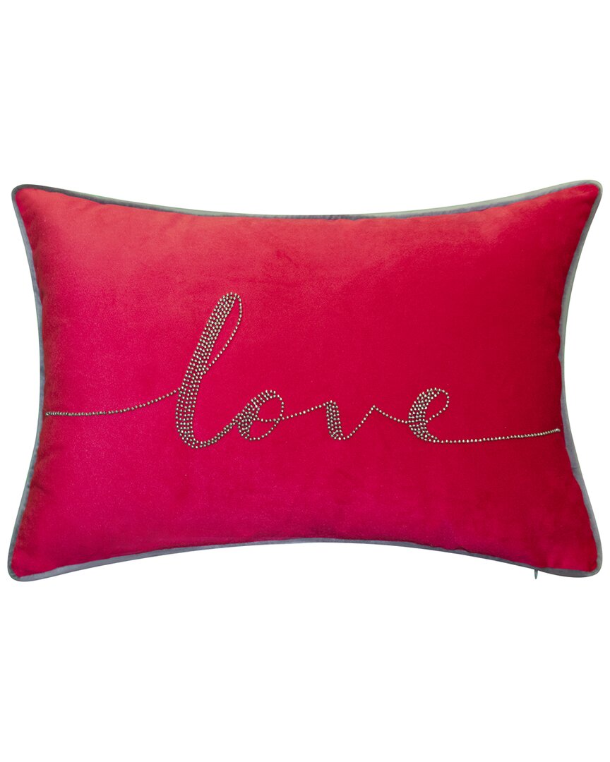 Shop Edie Home Celebrations Beaded Love Decorative Pillow In Red