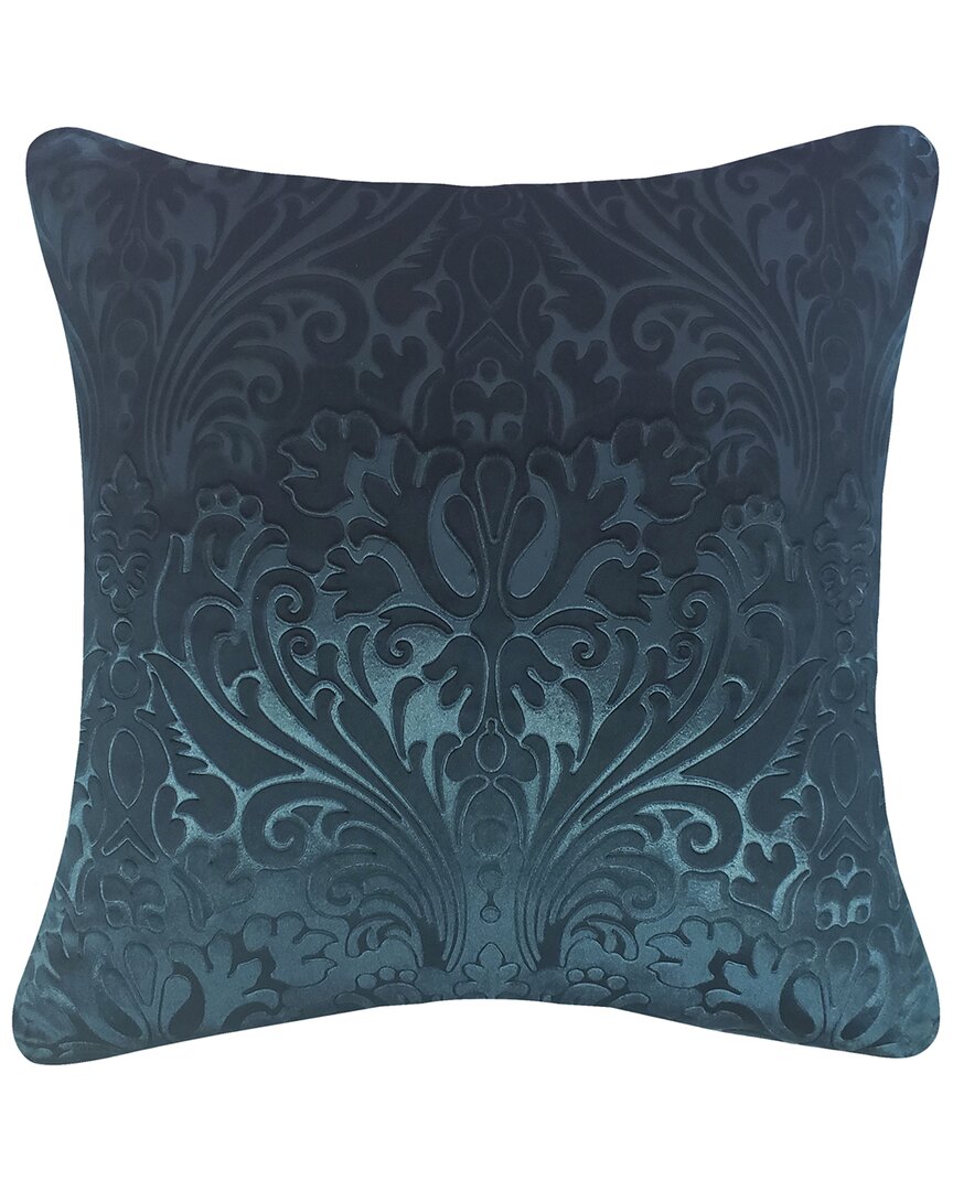 Edie Home Embossed Panne Velvet Decorative Pillow In Teal