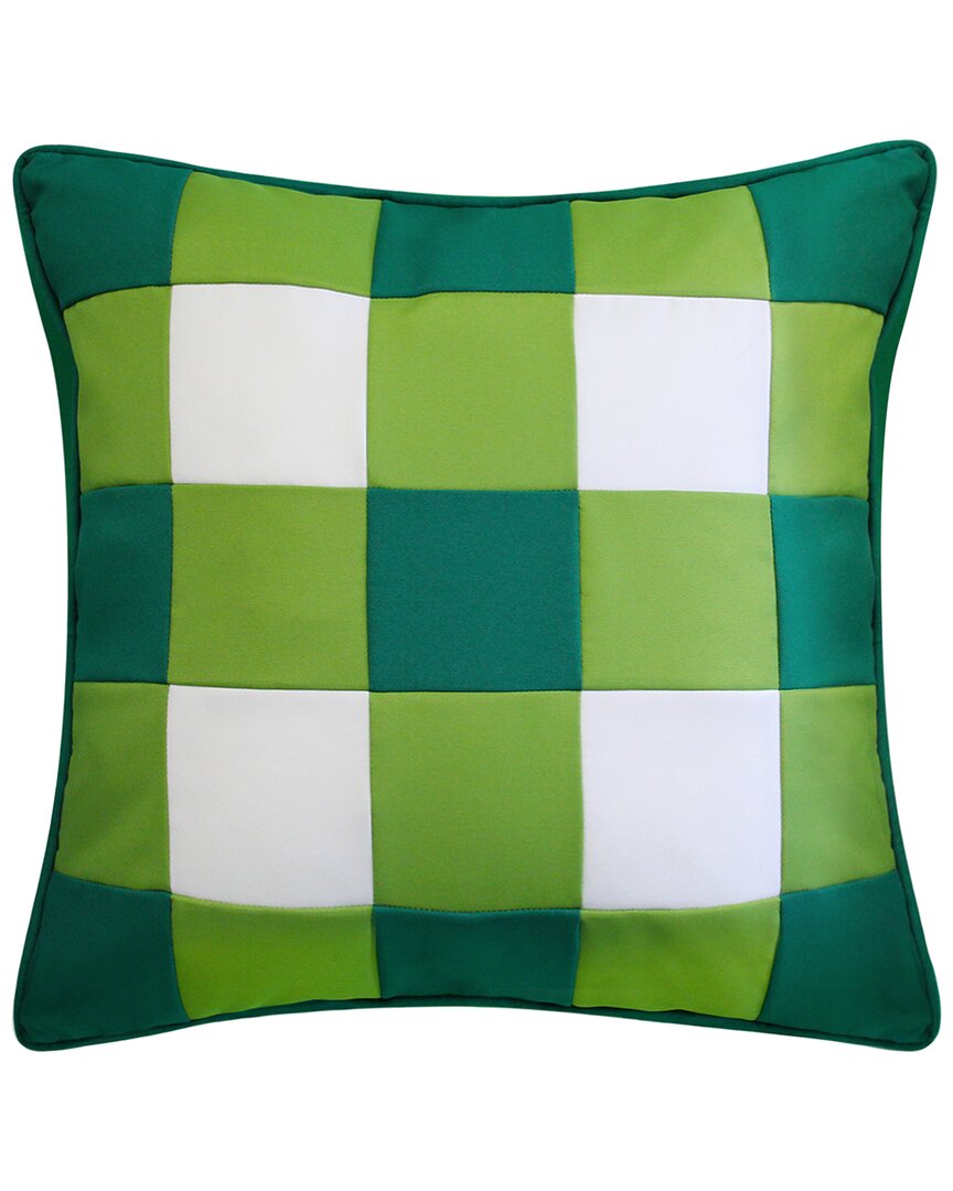 Edie Home Outdoor Gingham Decorative Pillow In Green
