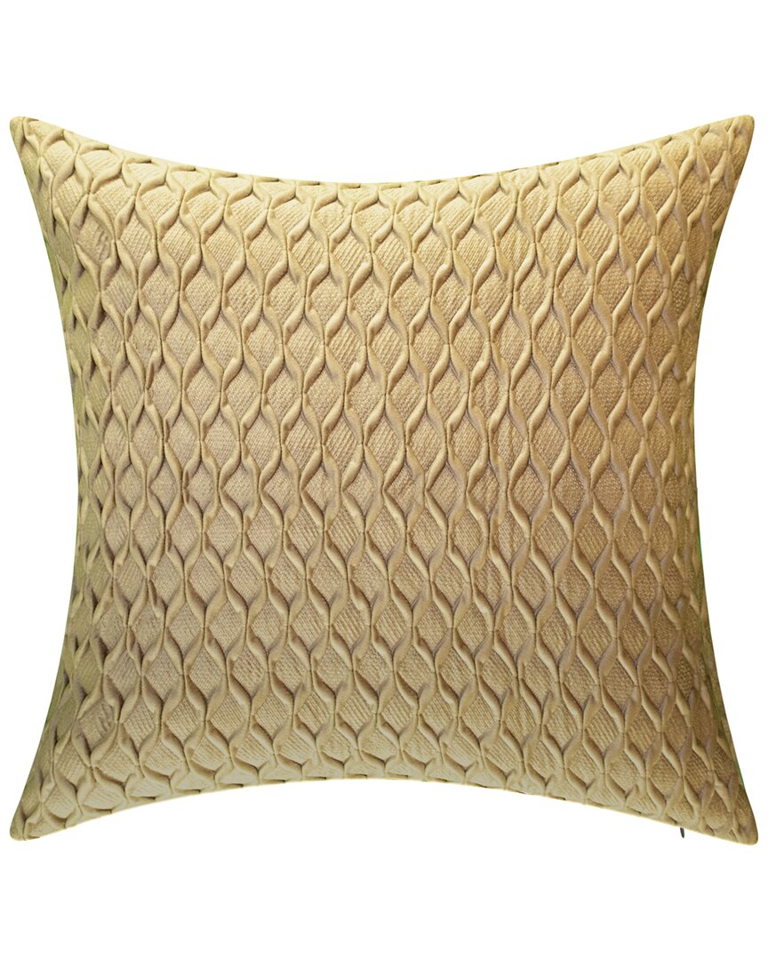 Edie Home Fishnet Ruched Velvet Decorative Pillow In Taupe