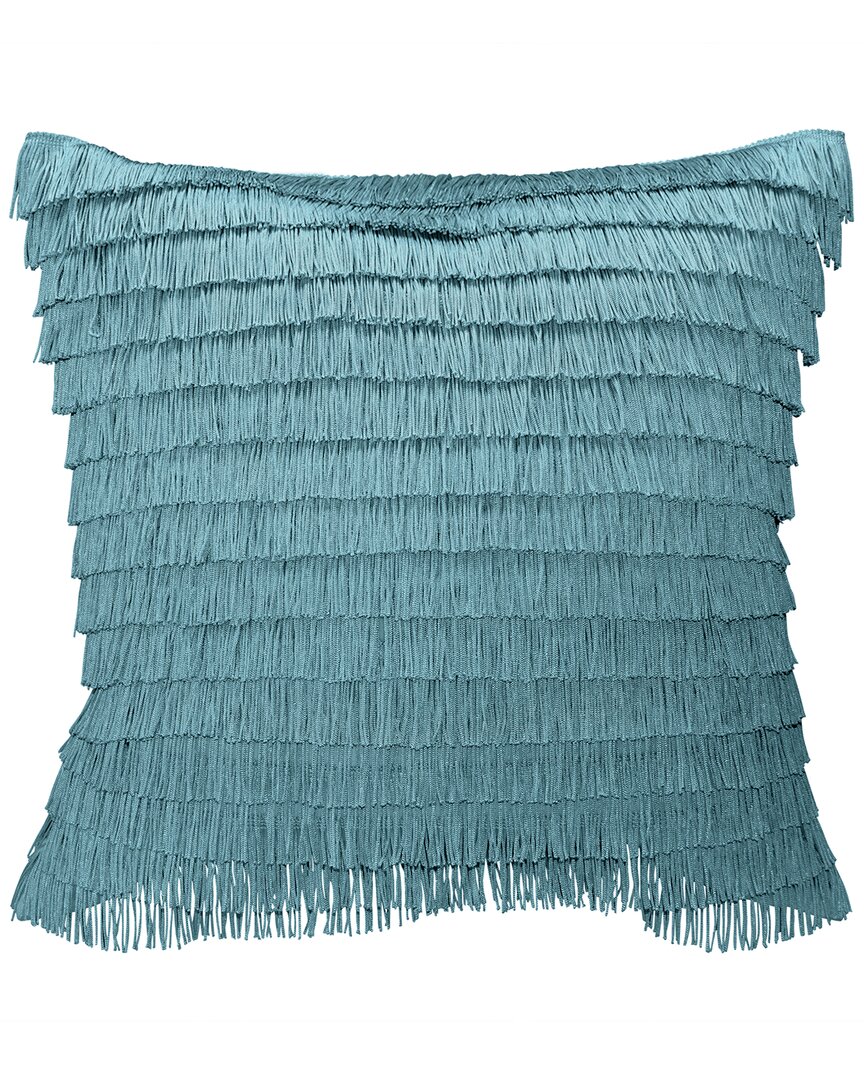 Edie Home Gatsby Fringe Decorative Pillow In Teal
