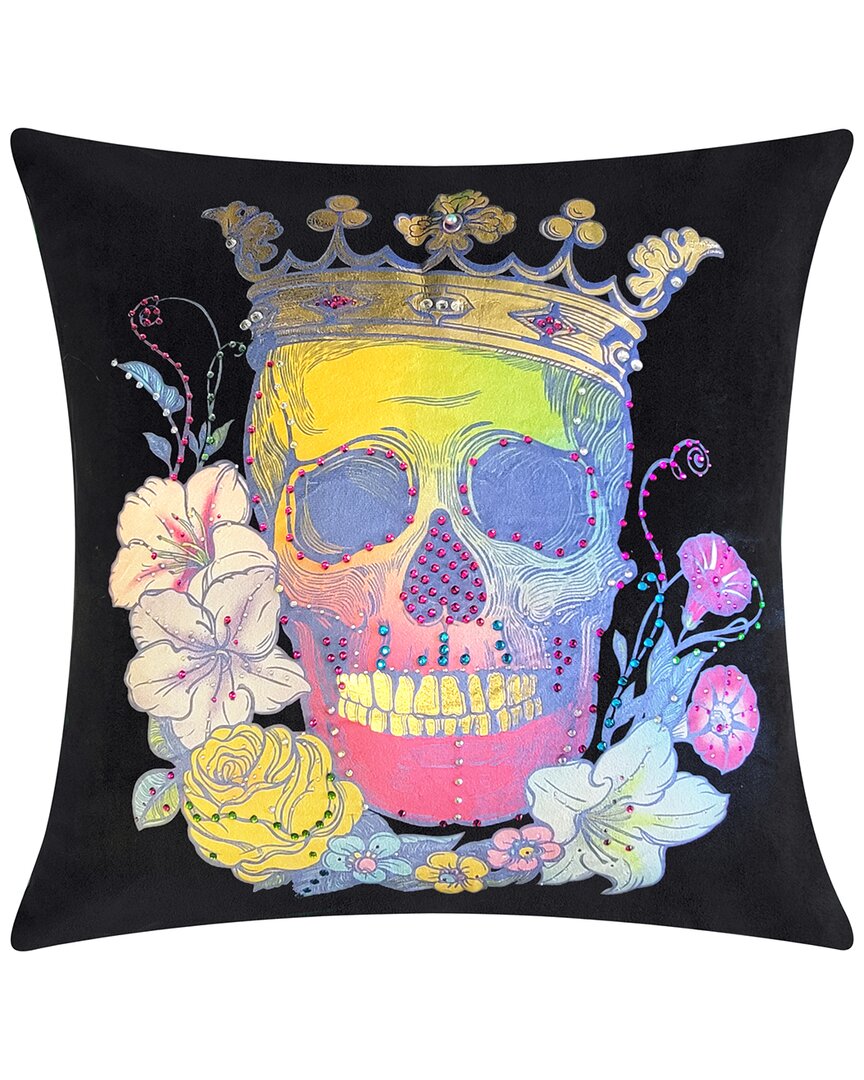 Edie Home Halloween Velvet Day Of The Decorative Pillow In Black