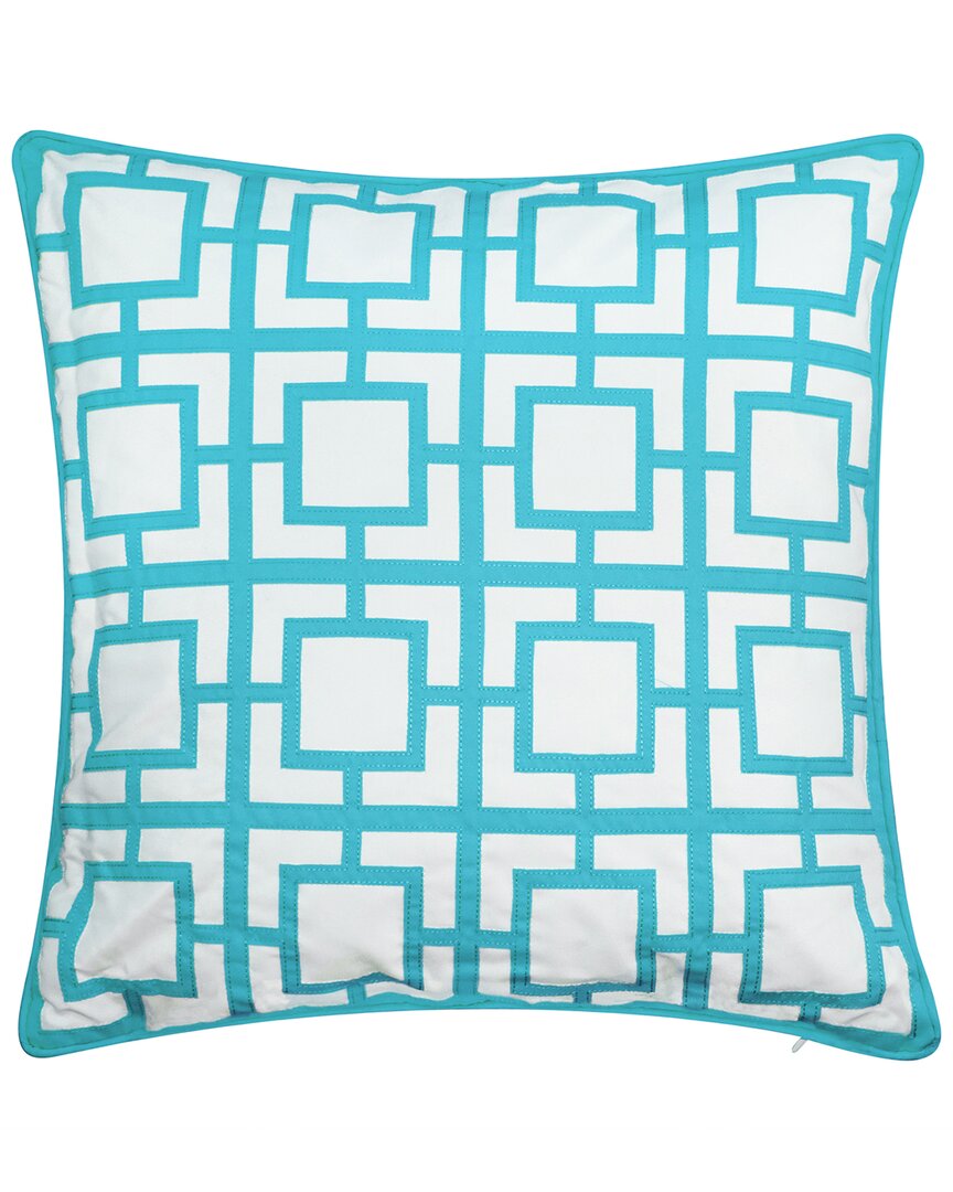Edie Home Modern Links Applique Indoor & Outdoor Decorative Pillow In Aqua