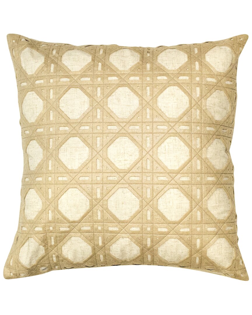 Edie Home Rattan Decorative Pillow In Taupe