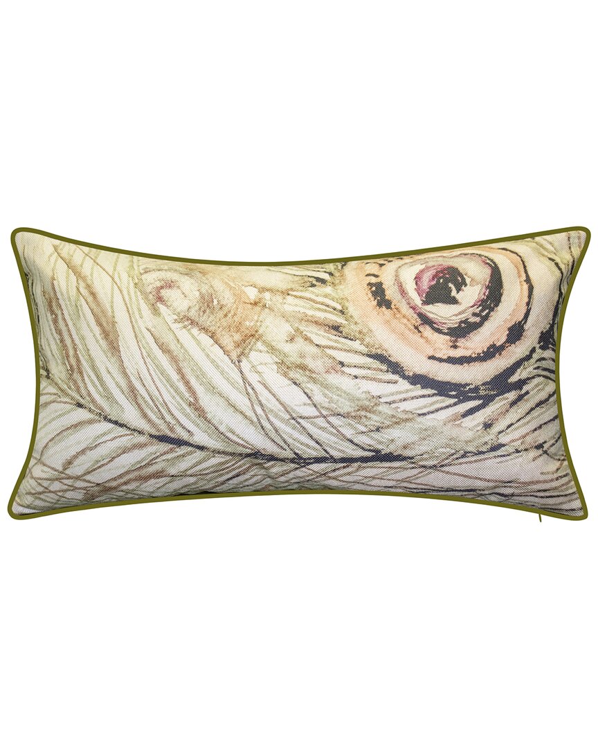 Edie Home Watercolor Feather Decorative Pillow In Sand