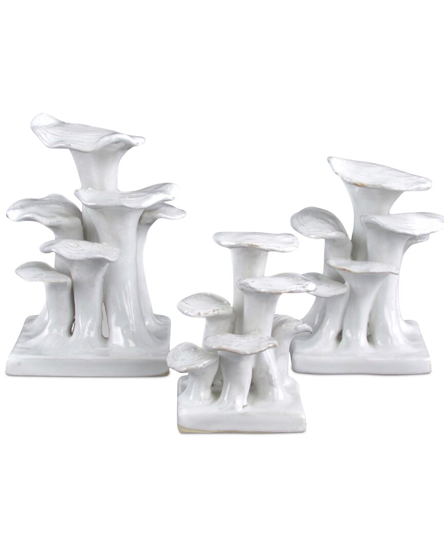 Currey & Company Set Of 3 2.75in Lichens Objet In White