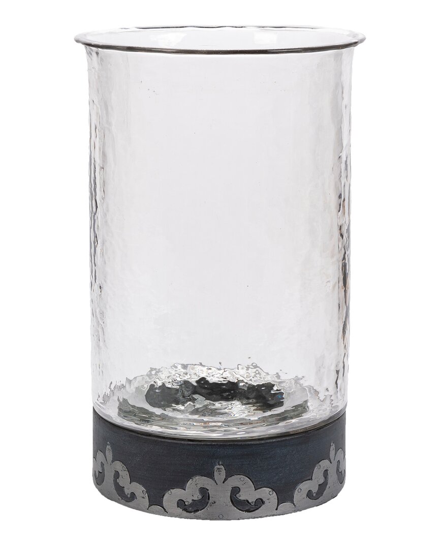 Gerson International Gray-washed Metal-inlay Candleholder