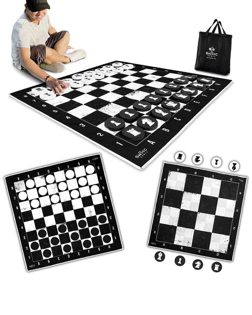 Swooc Games 3-in-1 Giant Checkers & Chess Game
