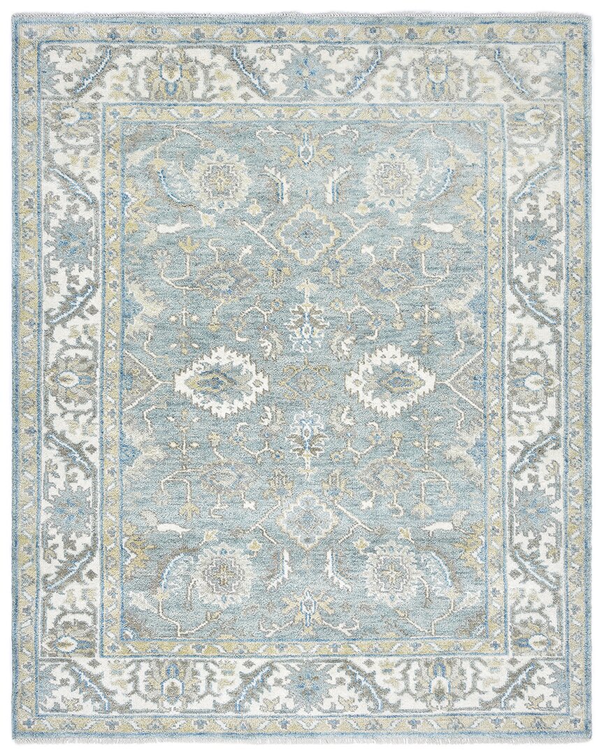 Solo Rugs Winston Traditional Floral Hand-knotted Wool-blend Area Rug In Blue