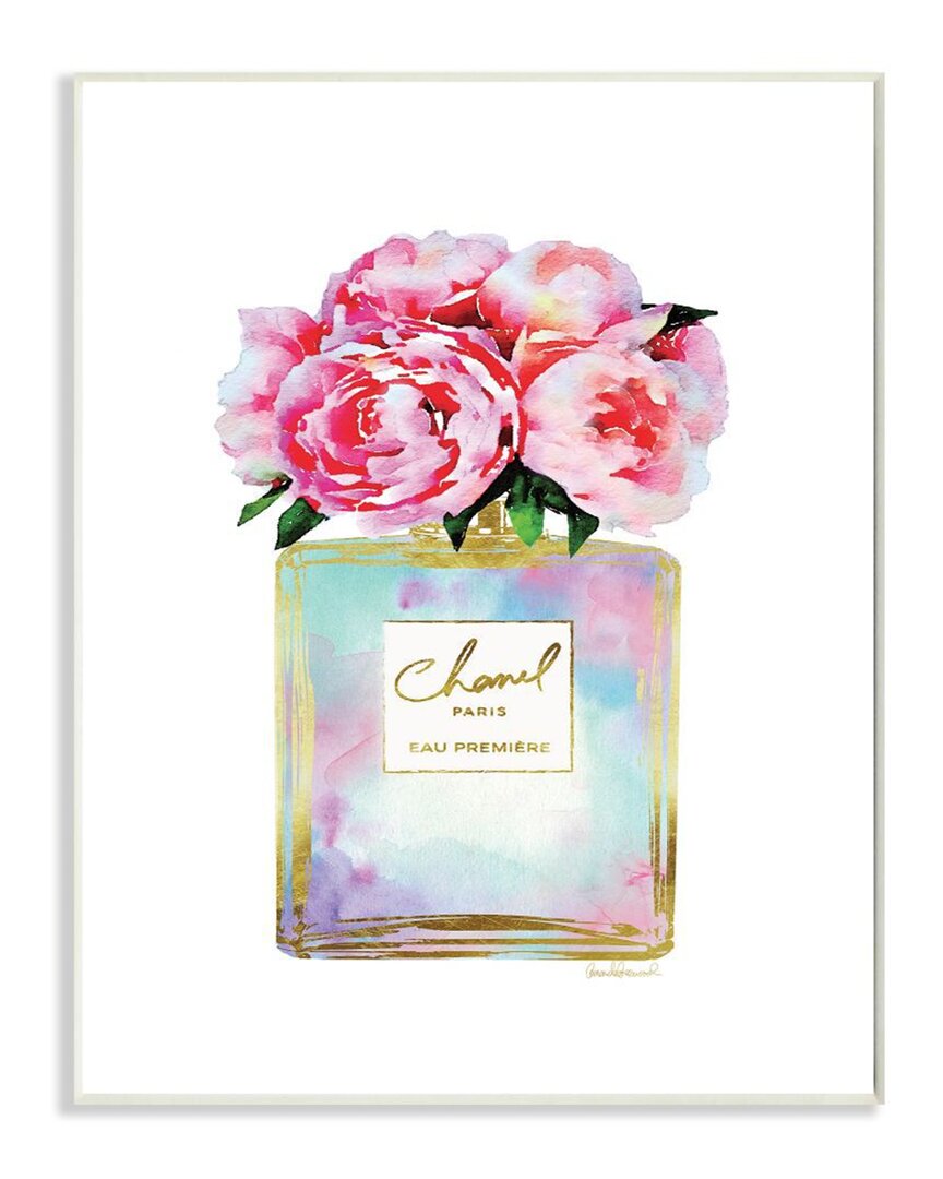 Stupell Pink Gold Flower Perfume Glam Fashion Design Wall Art